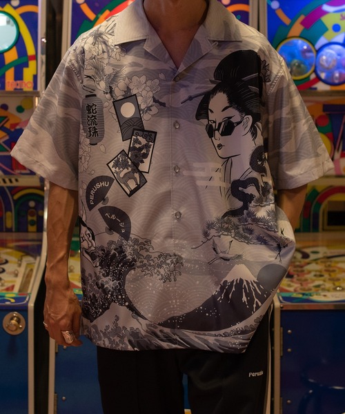 Perushu（ペルーシュ）の「【2th】和柄オープンカラーシャツ（シャツ/ブラウス・メンズ・ライトグリーン/ブラック・LARGE/MEDIUM）」の20枚目の写真