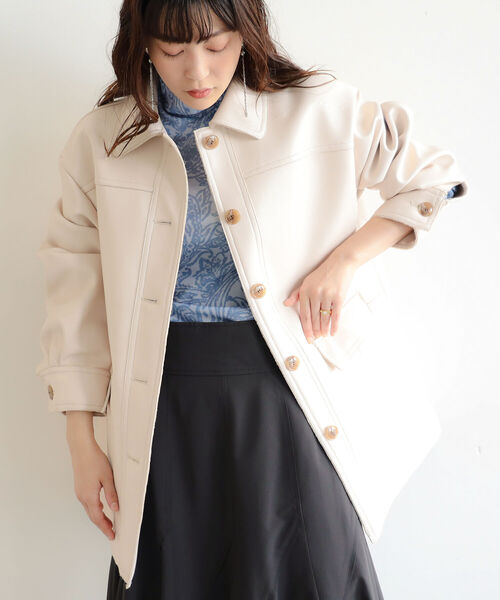 RBS(アールビーエス)の「RBS / ボンディング ブルゾン(ブルゾン・レディース・ブラック/アイボリー・ONE SIZE)」の4枚目の写真