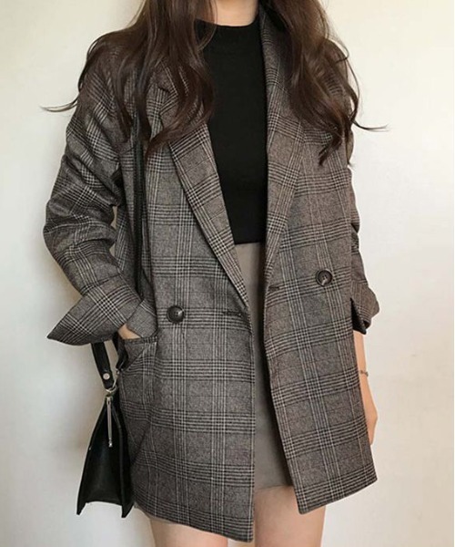セール】チェック柄テーラードジャケット（テーラードジャケット