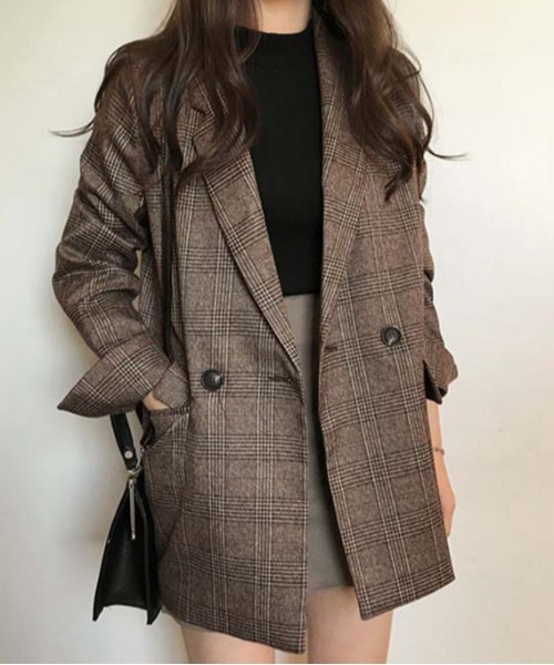 セール】チェック柄テーラードジャケット（テーラードジャケット