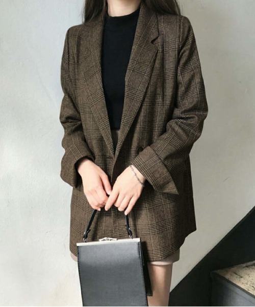 AMELY(エミリー)の「チェック柄テーラードジャケット(テーラードジャケット・レディース・ブラウン系その他3/グレー系その他3・M/L)」の9枚目の写真