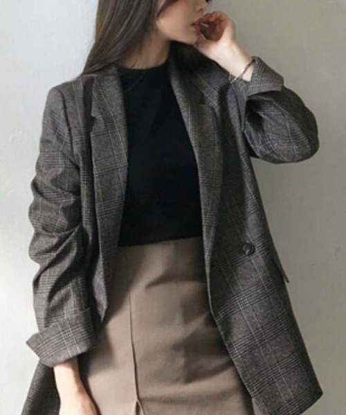 AMELY(エミリー)の「チェック柄テーラードジャケット(テーラードジャケット・レディース・ブラウン系その他3/グレー系その他3・M/L)」の7枚目の写真