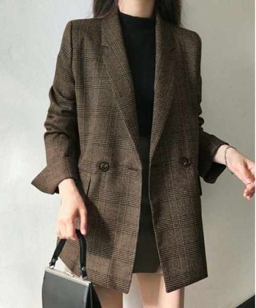 AMELY(エミリー)の「チェック柄テーラードジャケット(テーラードジャケット・レディース・ブラウン系その他3/グレー系その他3・M/L)」の6枚目の写真