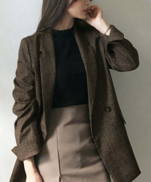AMELY(エミリー)の「チェック柄テーラードジャケット(テーラードジャケット・レディース・ブラウン系その他3/グレー系その他3・M/L)」の8枚目の写真