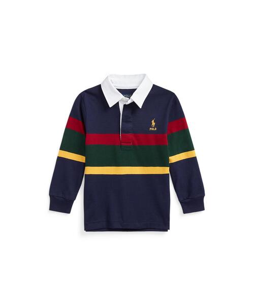 ストライプド コットン ジャージー ラグビー シャツ