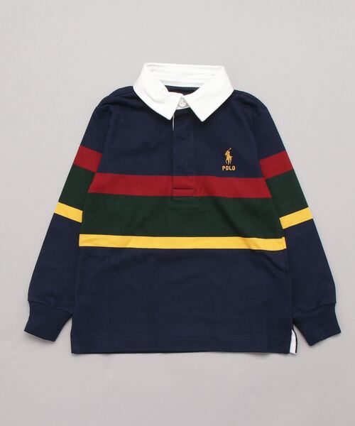 ストライプド コットン ジャージー ラグビー シャツ