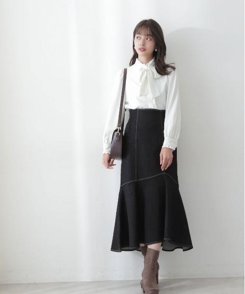 PROPORTION BODY DRESSING(プロポーションボディドレッシング)の「フリルボウタイブラウス / 1212210001(シャツ/ブラウス・レディース・ダークグレー/グレー/ホワイト系その他・MEDIUM/SMALL)」の7枚目の写真