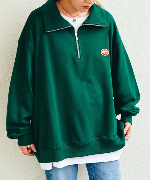 新品⭐︎A.P.C. ハーフジップ トレーナー Sサイズです。 セール】【SPOC STORE】ワンポイント刺繍 オーバーサイズハーフ