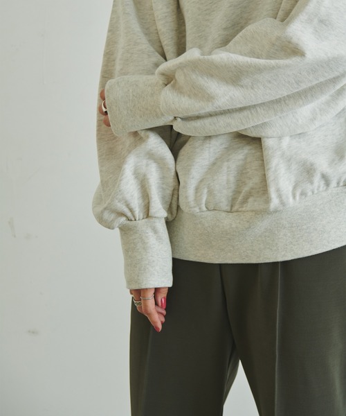 FRUIT OF THE LOOM × 浅井なつみ（フルーツオブザルームアサイナツミ）の「FTL×浅井なつみ HALF ZIP SWEAT / コラボ / 長袖 / スウェット / ハーフジップ / トップス / ワンポイント / 刺繍 / ユニセックス（スウェット・レディース・ブラウン/グレー・M/L）」の9枚目の写真