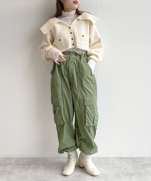 w closet（ダブルクローゼット）の「BIGカラーカーディガン（カーディガン/ボレロ・レディース・オフホワイト/オレンジ/ミント・FREE）」の9枚目の写真