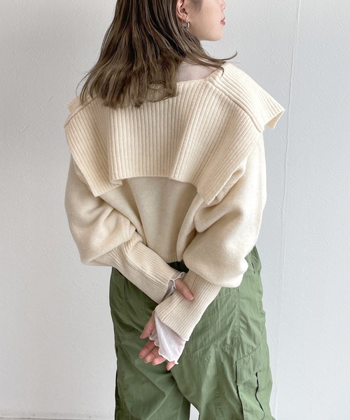 w closet（ダブルクローゼット）の「BIGカラーカーディガン（カーディガン/ボレロ・レディース・オフホワイト/オレンジ/ミント・FREE）」の5枚目の写真