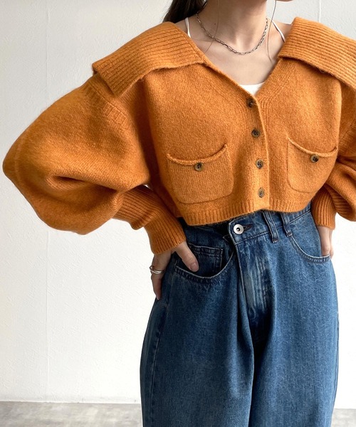 【試着のみ】ダブルスタンダードクロージング♡ソブ　金ボタン♡ボレロカーディガン w closet（ダブルクローゼット）の「BIGカラーカーディガン