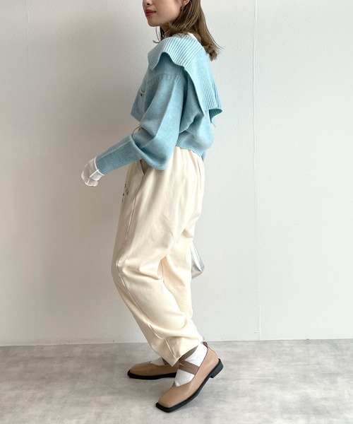 w closet（ダブルクローゼット）の「BIGカラーカーディガン（カーディガン/ボレロ・レディース・オフホワイト/オレンジ/ミント・FREE）」の12枚目の写真