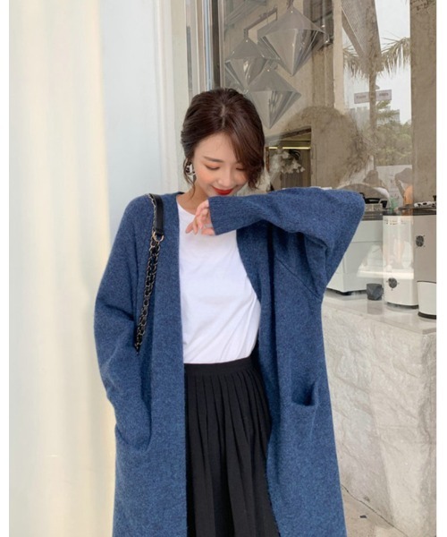 Ritzy（リッツィー）の「ロングニットカーディガン（カーディガン/ボレロ・レディース・ホワイト/アクア/グレー/レッド系・FREE）」の9枚目の写真