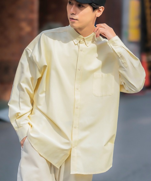 improves（インプローブス）の「【improves】オックス ボタンダウン オーバーサイズ 長袖シャツ（シャツ/ブラウス・メンズ・イエロー/サックスブルー/スカイブルー/ラベンダー/ブラック/ホワイト・LARGE/X-LARGE/MEDIUM）」の6枚目の写真