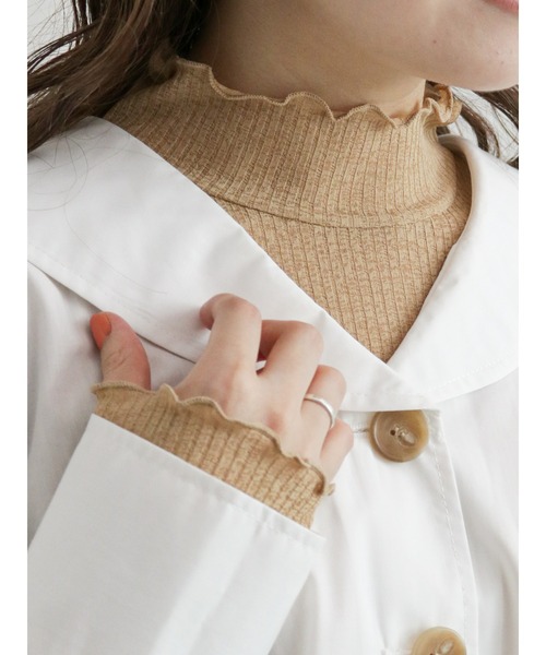 ehka sopo（エヘカソポ）の「ハイネックシアーカットソー（Tシャツ/カットソー・レディース・ブラック/ベージュ/オフホワイト/ミント・ﾌﾘ-）」の4枚目の写真