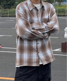 オンブレチェックネルシャツ