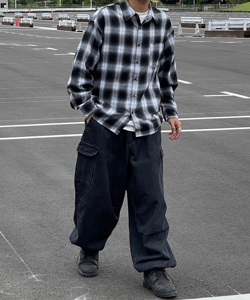 kutir（クティール）の「オンブレチェックネルシャツ（シャツ/ブラウス・メンズ・ブラック/ブラウン/ブルー・MEDIUM/LARGE）」の7枚目の写真