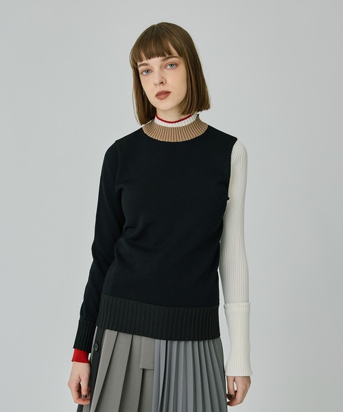 UNITED TOKYO（ユナイテッドトウキョウ）の「バイカラープレーティングニット（ニット/セーター・レディース・インディゴブルー/アイボリー/ブラック/カーキ・FREE）」の21枚目の写真