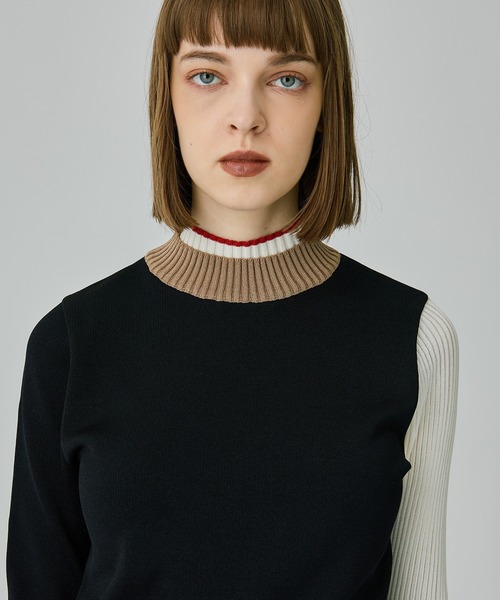 UNITED TOKYO（ユナイテッドトウキョウ）の「バイカラープレーティングニット（ニット/セーター・レディース・インディゴブルー/アイボリー/ブラック/カーキ・FREE）」の19枚目の写真