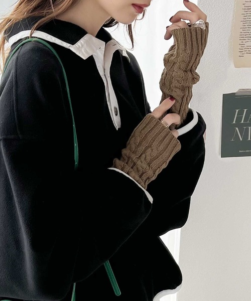 《JaVaジャバコラボ》最旬！カラバリ豊富、指ぬきニットアームウォーマー