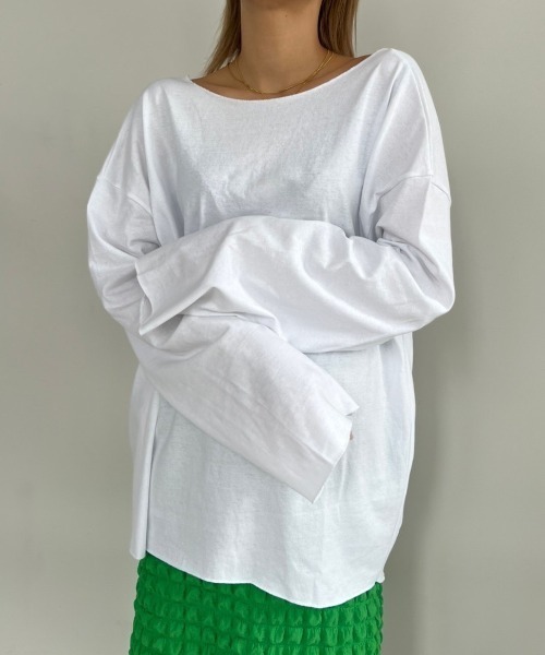 AMAIL(アマイル)の「2way open loose cloth(Tシャツ/カットソー・レディース・ホワイト/ブラック/ピンク・FREE)」の2枚目の写真
