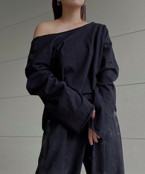 AMAIL(アマイル)の「2way open loose cloth(Tシャツ/カットソー・レディース・ホワイト/ブラック/ピンク・FREE)」の3枚目の写真