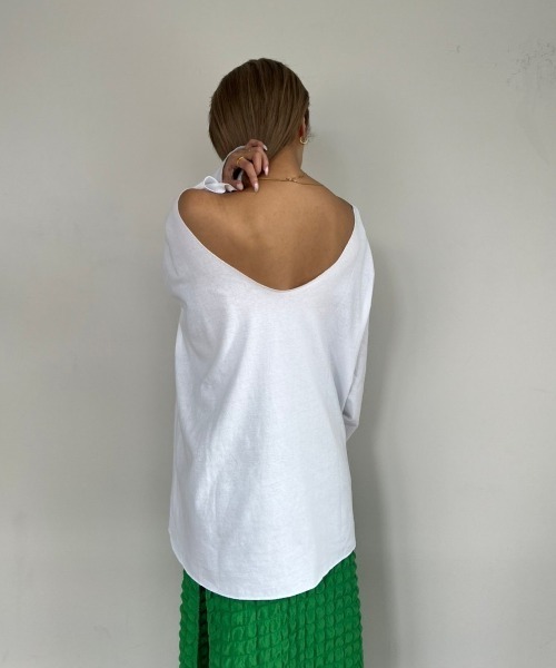 AMAIL(アマイル)の「2way open loose cloth(Tシャツ/カットソー・レディース・ホワイト/ブラック/ピンク・FREE)」の4枚目の写真