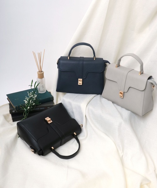 Salong hameu(サロン ハミュー)の「合皮フェイクレザー ハンドバッグ/ショルダーバッグ(ハンドバッグ・レディース・ネイビー/ベージュ/ブラック・FREE)」の20枚目の写真