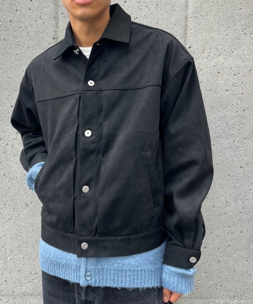 CIAOPANIC（チャオパニック）の「フェイクスエードショートレングスジャケット（ブルゾン・メンズ・ブラウン/ブラック・MEDIUM/LARGE）」の2枚目の写真