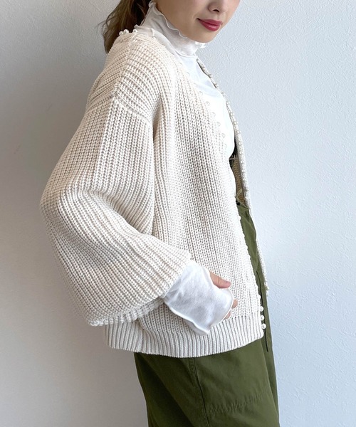 w closet(ダブルクローゼット)の「パール付カーディガン(カーディガン/ボレロ・レディース・オフホワイト/グレー/ブラック/ベージュ・FREE)」の13枚目の写真