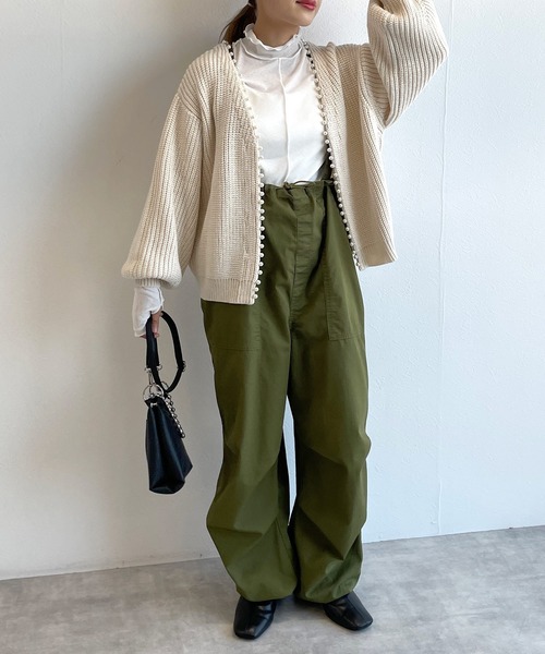 w closet(ダブルクローゼット)の「パール付カーディガン(カーディガン/ボレロ・レディース・オフホワイト/グレー/ブラック/ベージュ・FREE)」の14枚目の写真