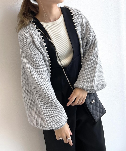 w closet(ダブルクローゼット)の「パール付カーディガン(カーディガン/ボレロ・レディース・オフホワイト/グレー/ブラック/ベージュ・FREE)」の17枚目の写真