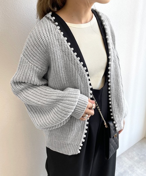 w closet(ダブルクローゼット)の「パール付カーディガン(カーディガン/ボレロ・レディース・オフホワイト/グレー/ブラック/ベージュ・FREE)」の20枚目の写真