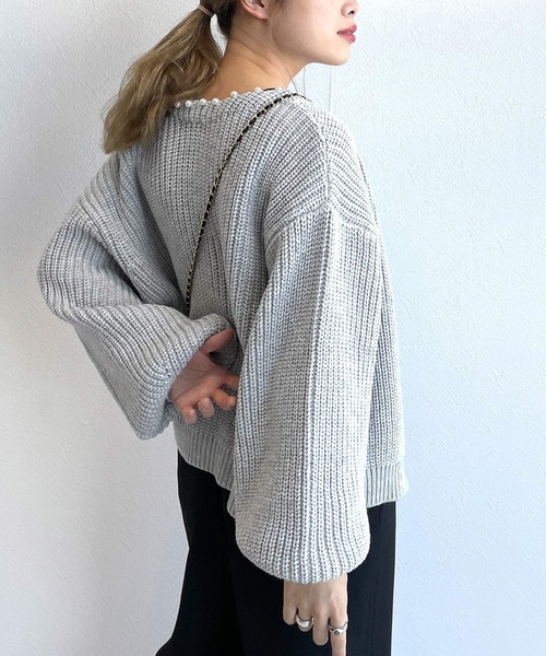 w closet（ダブルクローゼット）の「パール付カーディガン