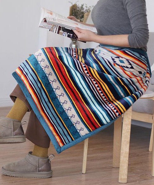 DAY CLOSET（デイ クローゼット）の「【100×70cm】3WAY スナップボタン ボア フリース ブランケット（ブランケット・メンズ・チェック/マルチ・ONE SIZE）」の5枚目の写真