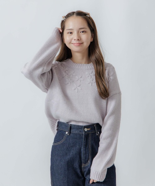 flower(フラワー)の「ニュアンスブーケニット(ニット/セーター・レディース・パープル/アイボリー・FREE)」の10枚目の写真