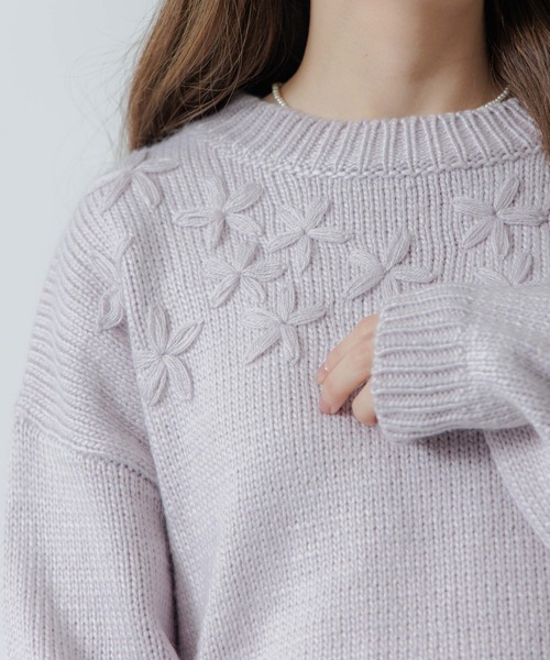 flower(フラワー)の「ニュアンスブーケニット(ニット/セーター・レディース・パープル/アイボリー・FREE)」の13枚目の写真