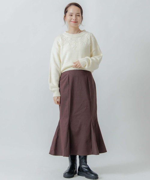 flower(フラワー)の「ニュアンスブーケニット(ニット/セーター・レディース・パープル/アイボリー・FREE)」の18枚目の写真