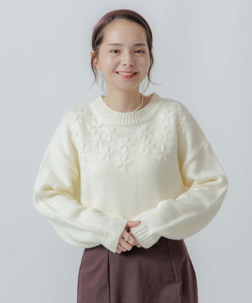 flower(フラワー)の「ニュアンスブーケニット(ニット/セーター・レディース・パープル/アイボリー・FREE)」の15枚目の写真