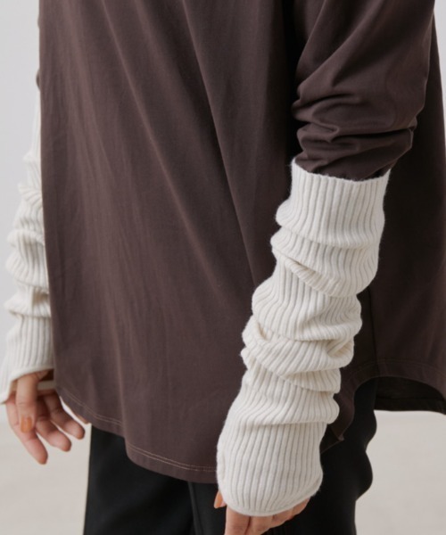 NERGY（ナージー）の「ニットアームガード（手袋・レディース・チャコールグレー/ブルー/オフホワイト・FREE）」の8枚目の写真