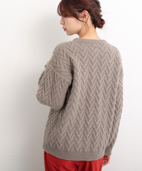 DRESKIP（ドレスキップ）の「◆モヘヤタッチヘリンボ－ン柄編みニット（ニット/セーター・レディース・イエロー/ブルー/オフホワイト/ブラウン系・02/03/04）」の13枚目の写真