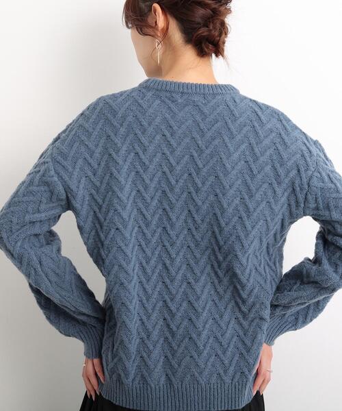 DRESKIP（ドレスキップ）の「◆モヘヤタッチヘリンボ－ン柄編みニット（ニット/セーター・レディース・イエロー/ブルー/オフホワイト/ブラウン系・02/03/04）」の20枚目の写真