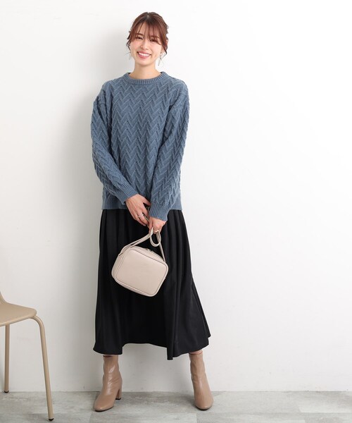 DRESKIP（ドレスキップ）の「◆モヘヤタッチヘリンボ－ン柄編みニット（ニット/セーター・レディース・イエロー/ブルー/オフホワイト/ブラウン系・02/03/04）」の21枚目の写真