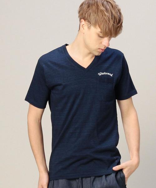 MONKEY TIME（モンキータイム）の「＜monkey time＞ エンブロ 1POC Vネック Tシャツ◆（Tシャツ/カットソー・メンズ・ホワイト/ブラック/グレー/オリーブ/ライトブルー/ネイビー・MEDIUM/SMALL/LARGE）」の6枚目の写真