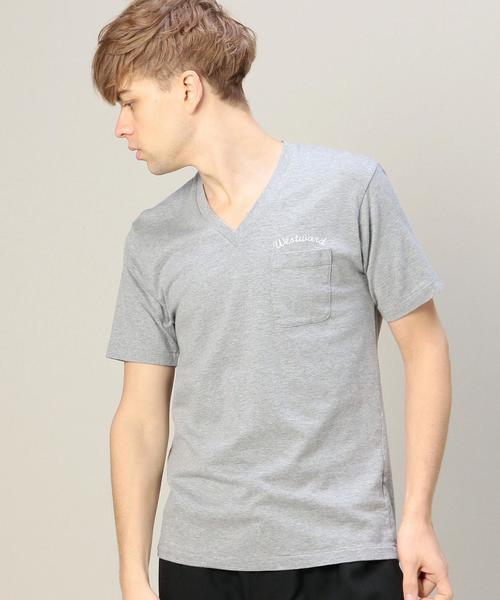 MONKEY TIME（モンキータイム）の「＜monkey time＞ エンブロ 1POC Vネック Tシャツ◆（Tシャツ/カットソー・メンズ・ホワイト/ブラック/グレー/オリーブ/ライトブルー/ネイビー・MEDIUM/SMALL/LARGE）」の3枚目の写真