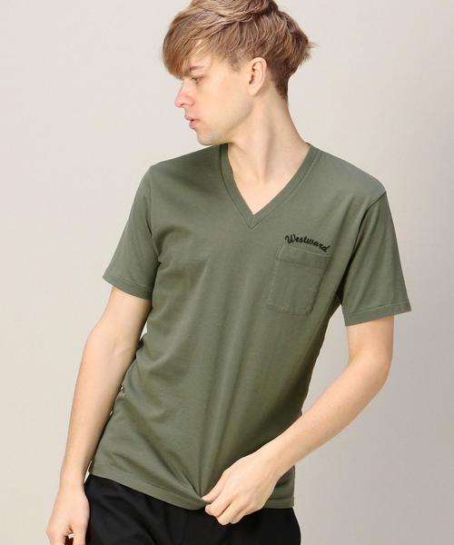 MONKEY TIME（モンキータイム）の「＜monkey time＞ エンブロ 1POC Vネック Tシャツ◆（Tシャツ/カットソー・メンズ・ホワイト/ブラック/グレー/オリーブ/ライトブルー/ネイビー・MEDIUM/SMALL/LARGE）」の4枚目の写真