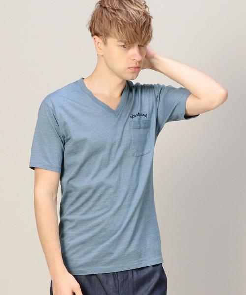 MONKEY TIME（モンキータイム）の「＜monkey time＞ エンブロ 1POC Vネック Tシャツ◆（Tシャツ/カットソー・メンズ・ホワイト/ブラック/グレー/オリーブ/ライトブルー/ネイビー・MEDIUM/SMALL/LARGE）」の5枚目の写真