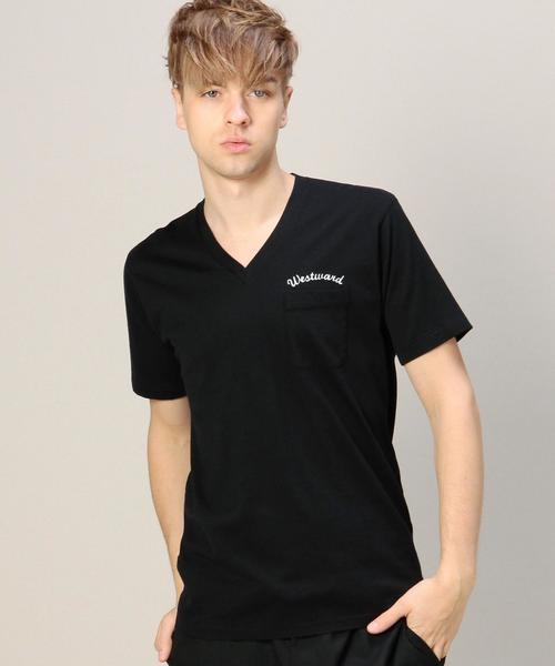 MONKEY TIME（モンキータイム）の「＜monkey time＞ エンブロ 1POC Vネック Tシャツ◆（Tシャツ/カットソー・メンズ・ホワイト/ブラック/グレー/オリーブ/ライトブルー/ネイビー・MEDIUM/SMALL/LARGE）」の2枚目の写真