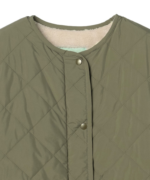 Petit Honfleur（プチオンフルール）の「裏ボアキルティングコート（ダウンジャケット/コート・レディース・ブラック/カーキ・11号/13号/9号）」の4枚目の写真